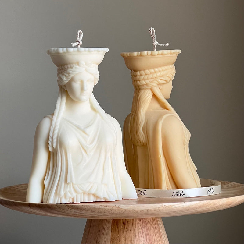 Caryatid Statue Candle: Sculptural Soy Wax Pillar Candle-2