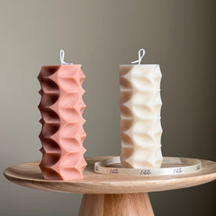 Geometric Soy Pillar Candle: Sculptural Home Decor-1
