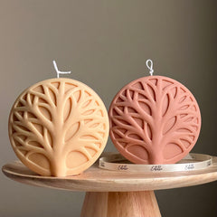 Handmade Round Tree Medallion Candle | Decorative Pillar Candle-1