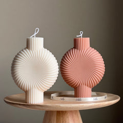 Sculptural Soy Pillar Candle: Minimalist Home Decor-1