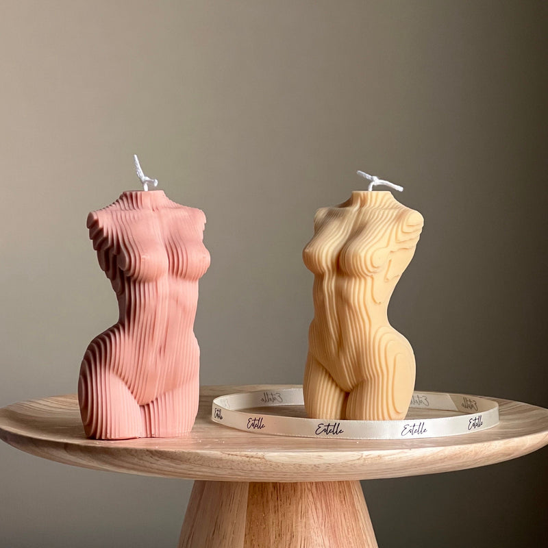 Geometric Woman Torso Candle: Handmade Vegan Soy Wax Sculpture-1