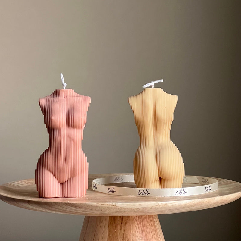 Geometric Woman Torso Candle: Handmade Vegan Soy Wax Sculpture-2