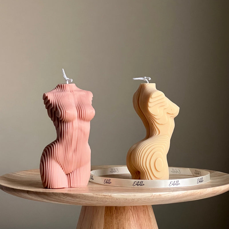 Geometric Woman Torso Candle: Handmade Vegan Soy Wax Sculpture-3