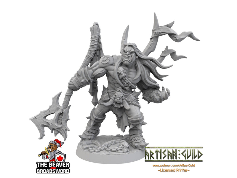 Male Orc Barbarian Warchief dnd mini - Artisan Guild | Barbarian | Warrior | Fighter | Goblinoid, Pathfinder, TTRPG, Wargaming Monster-1