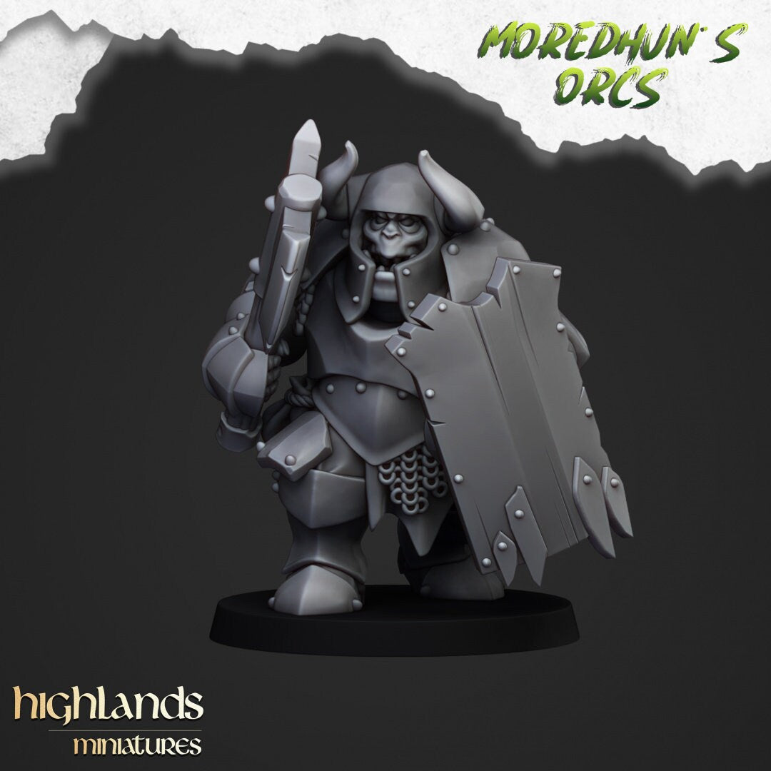 Armored Orc Warriors - Highlands Miniatures | Goblin | Black Orc | Ork | Orcs | Warrior | Fantasy | Pathfinder | Wargaming | Squad | Heavy-3