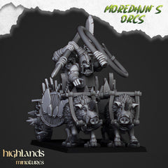 Orc Chariot - Highlands Miniatures | Goblin | Black Orc | Ork | Orcs | Boar | Fantasy | Pathfinder | Wargaming | Mount | Heavy Cavalry-1
