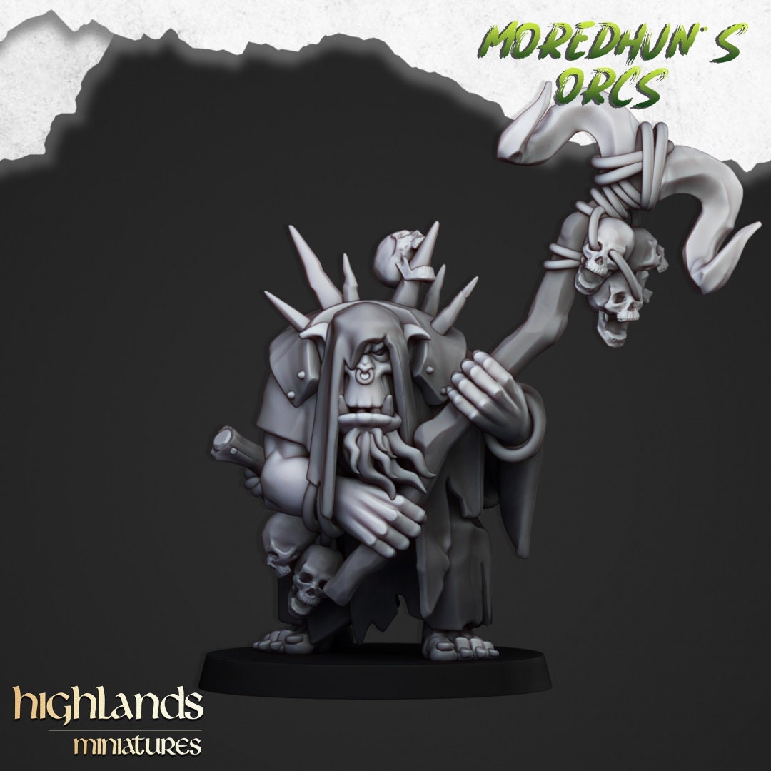 Orc Shaman 2 - Highlands Miniatures | Goblin | Black Orc | Ork | Orcs | Boar | Fantasy | Pathfinder | Wargaming | Warlock | Wizard, Sorcerer-1