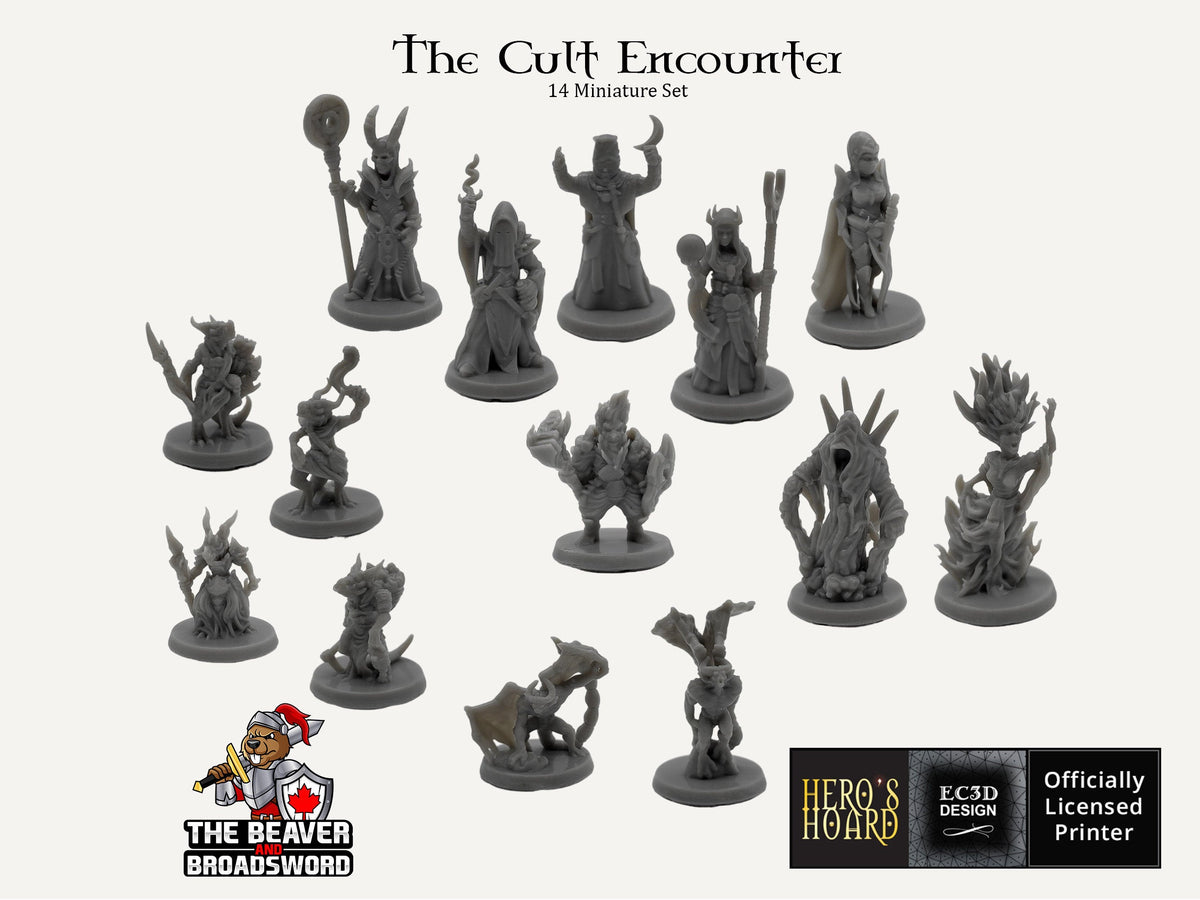 The Cult Encounter dnd mini set - EC3D | Pathfinder 2E | Ghost | Kobold | Cultist | Azer | Banshee | 32mm 28mm | TTRPG | Wargaming | Pack-1