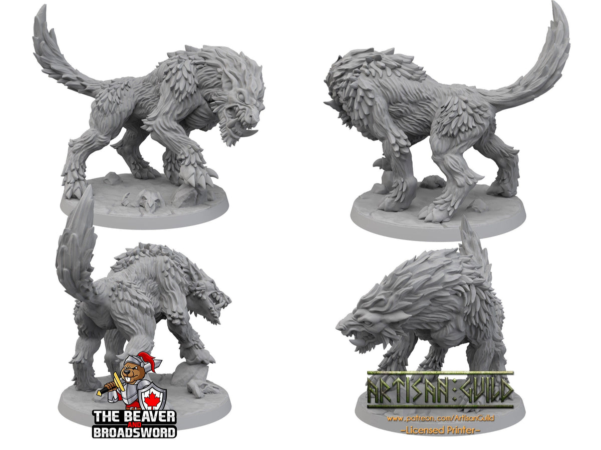 Large Worg dnd mini - Artisan Guild | Wolf | Warg | Beast | Dog | Pathfinder | Companion | TTRPG, Wargaming, Monster | Animal | Huge, Arctic-2
