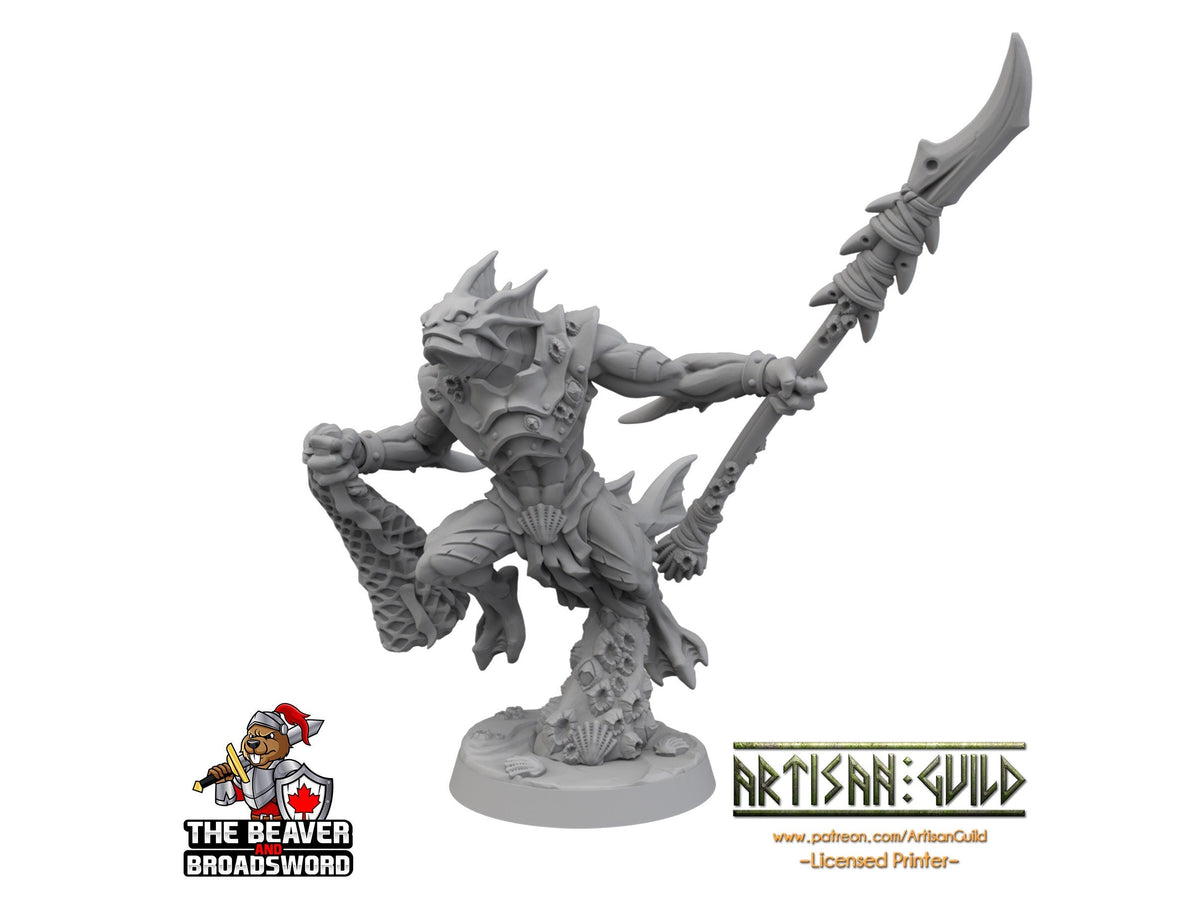Sahuagin warrior A dnd mini - Artisan Guild | Fish | Fighter | Kuo-toa | Underwater | Pathfinder | Locathah | TTRPG, Wargaming, Monster