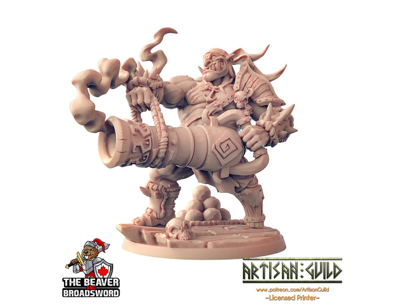Male Ogre Marauder with Cannon - Artisan Guild | DnD | Fighter | Barbarian | Monster | Pathfinder | TTRPG | Wargaming, Frostgrave, Artillery-1