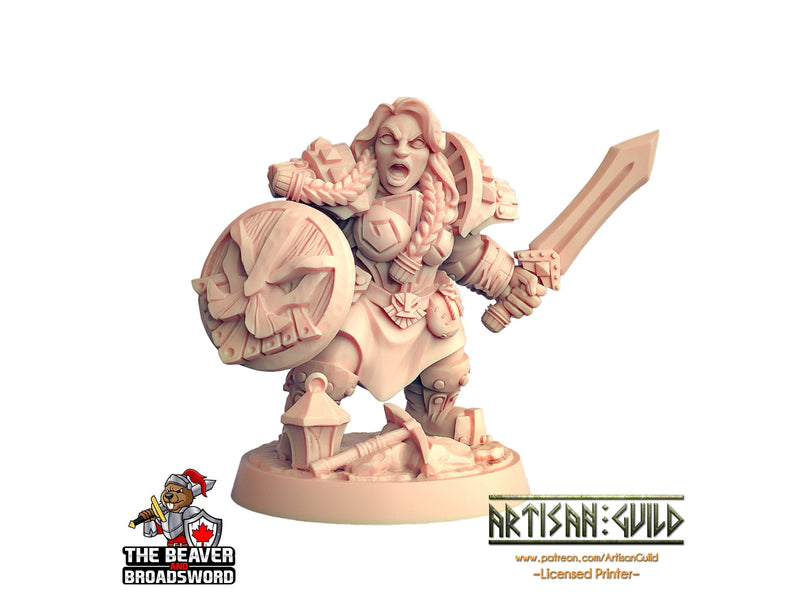 Female Dwarven Defender - Artisan Guild | DnD | Fighter | Barbarian | Dwarf | Cleric | Paladin | Pathfinder | TTRPG | Wargaming, Frostgrave-1