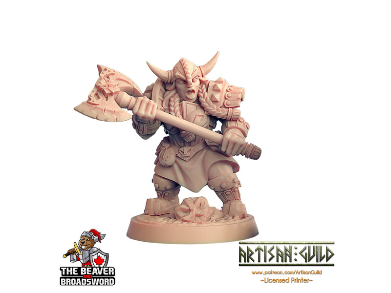Female Dwarven Defender dnd mini with Axe - Artisan Guild | Fighter | Barbarian | Dwarf | Cleric | Paladin | Pathfinder | TTRPG, Wargaming-1