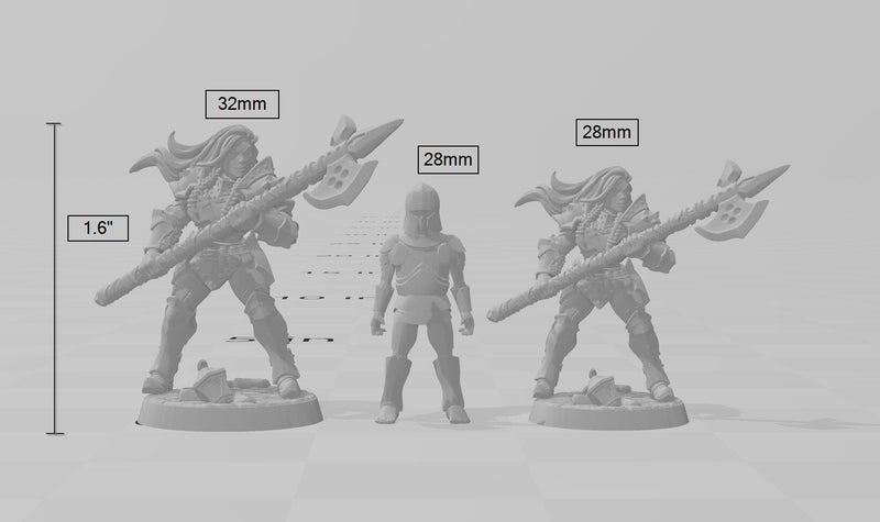 Female Human Fighter dnd Mini with polearm - Artisan Guild | Barbarian | Knight | Cleric | Paladin, Pathfinder, TTRPG, Wargaming, Warrior-3