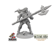 Female Human Fighter dnd Mini with polearm - Artisan Guild | Barbarian | Knight | Cleric | Paladin, Pathfinder, TTRPG, Wargaming, Warrior-1