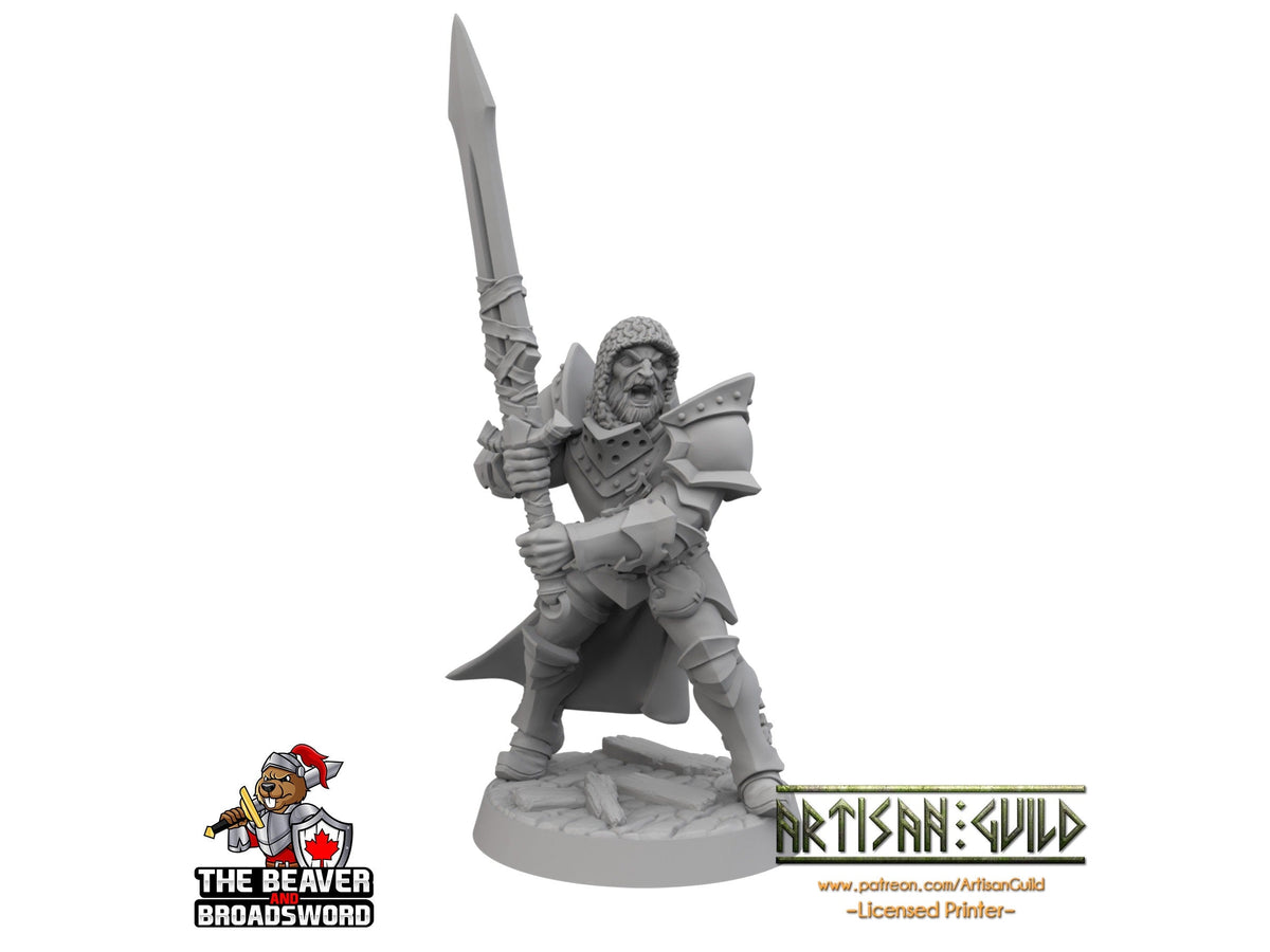 Male Human Fighter dnd Mini with Greatsword - Artisan Guild | Barbarian | Knight | Cleric | Paladin, Pathfinder, TTRPG, Wargaming, Warrior