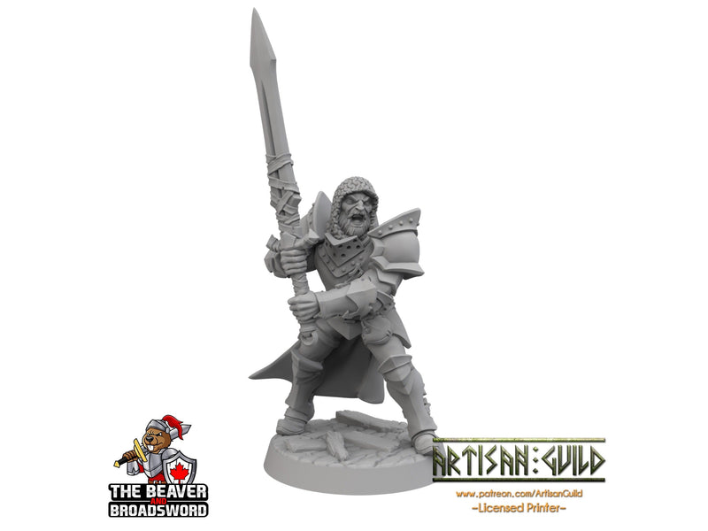 Male Human Fighter dnd Mini with Greatsword - Artisan Guild | Barbarian | Knight | Cleric | Paladin, Pathfinder, TTRPG, Wargaming, Warrior-1