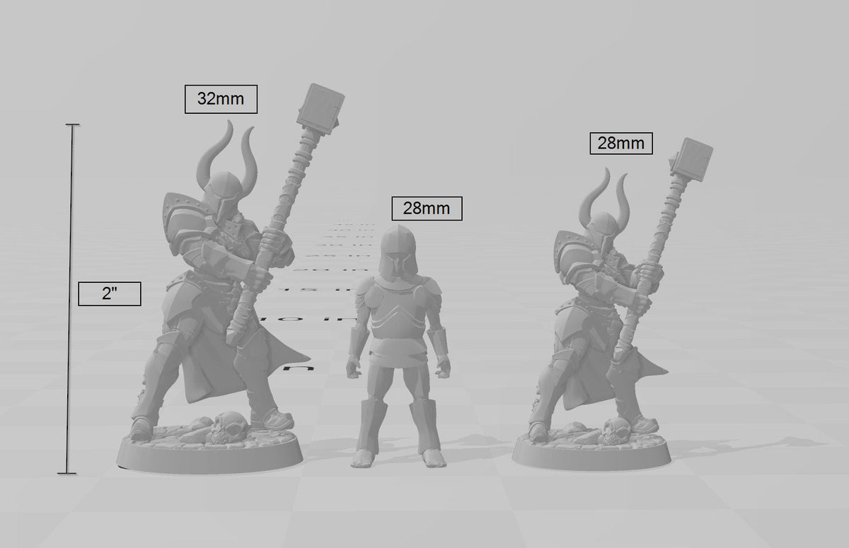 Armored Human Fighter dnd Mini with Maul dnd - Artisan Guild | Barbarian | Knight | Cleric, Paladin, Pathfinder, TTRPG, Wargaming, Warrior-3