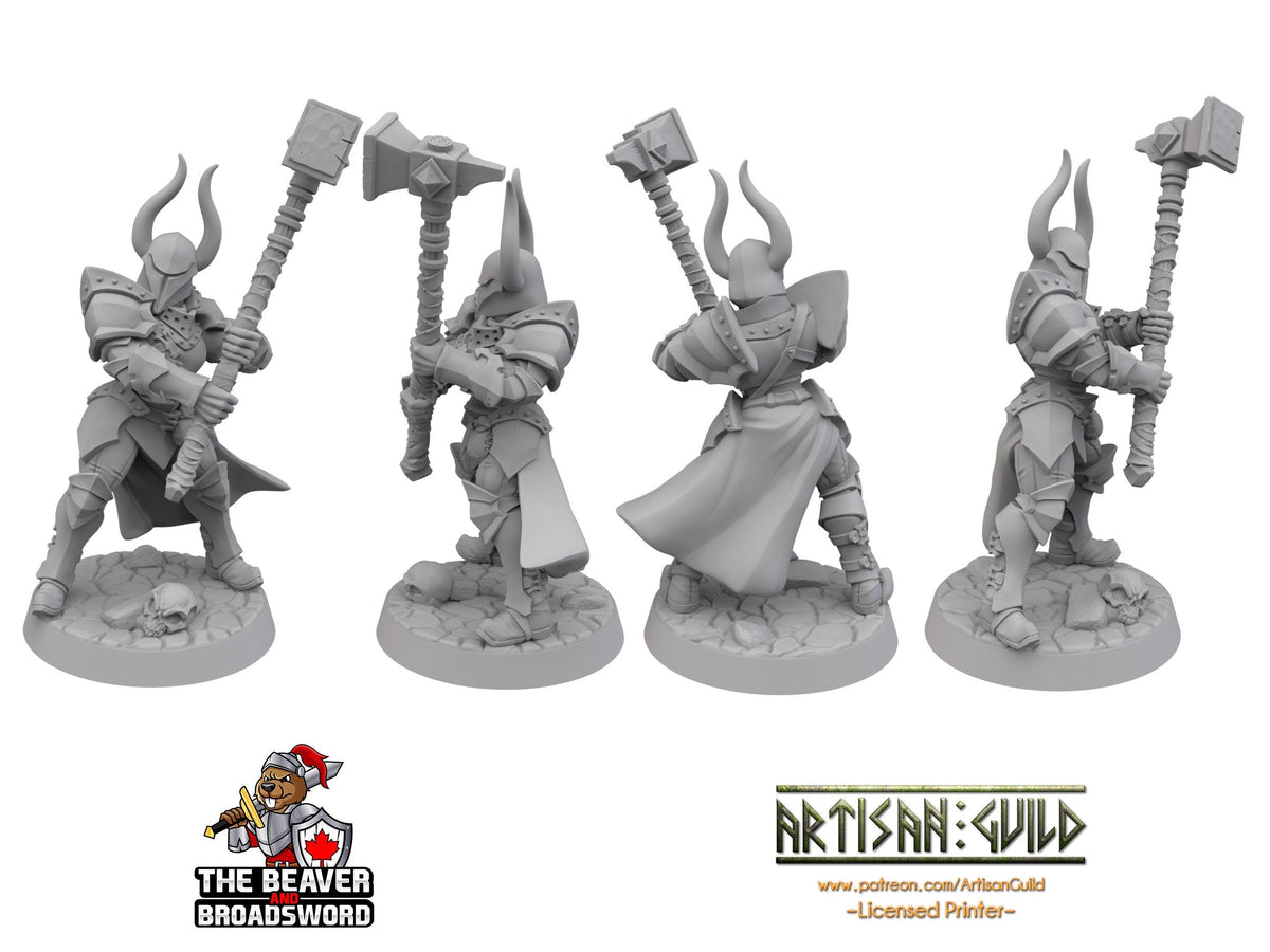 Armored Human Fighter dnd Mini with Maul dnd - Artisan Guild | Barbarian | Knight | Cleric, Paladin, Pathfinder, TTRPG, Wargaming, Warrior-2