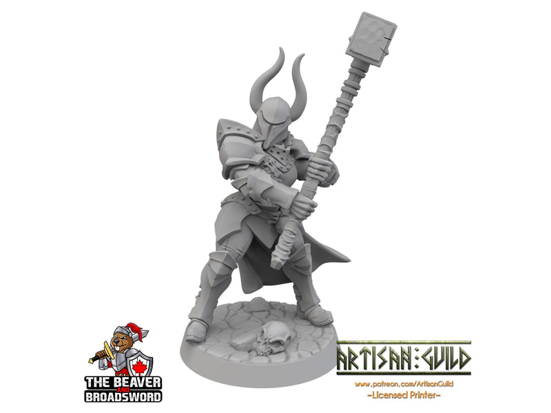 Armored Human Fighter dnd Mini with Maul dnd - Artisan Guild | Barbarian | Knight | Cleric, Paladin, Pathfinder, TTRPG, Wargaming, Warrior-1