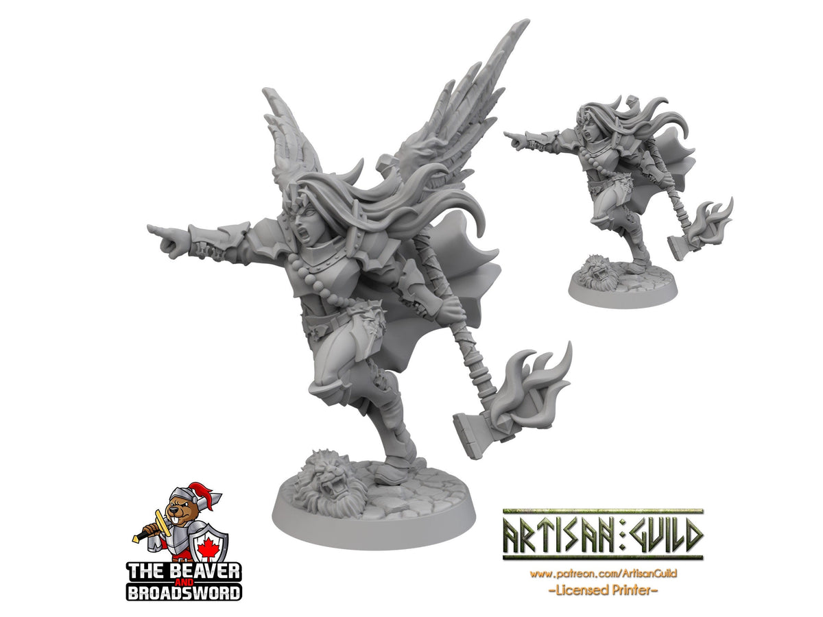 Ascended Human Female Fighter dnd mini - Artisan Guild | Aasimar | Angel | Knight | Cleric, Paladin, Pathfinder, TTRPG, Wargaming, Warrior,-1