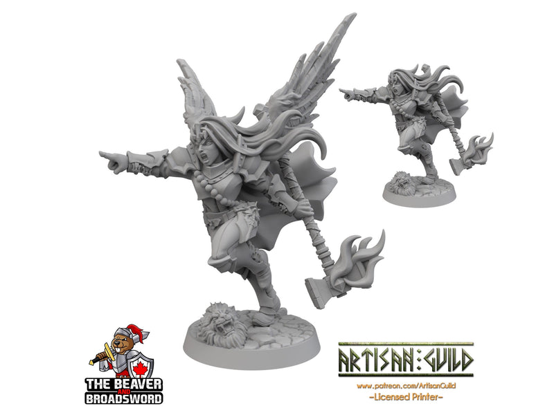 Ascended Human Female Fighter dnd mini - Artisan Guild | Aasimar | Angel | Knight | Cleric, Paladin, Pathfinder, TTRPG, Wargaming, Warrior,-1