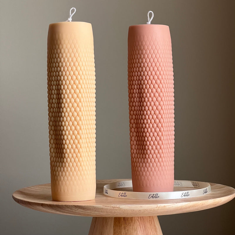 Tall Dotted Soy Pillar Candle | Minimalist Home Decor-1