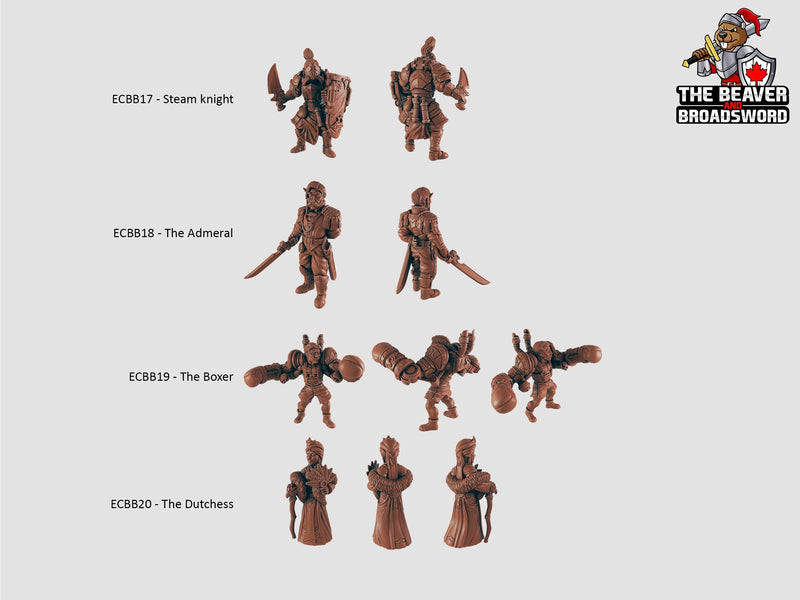 The Clockwork Adventures 23 Mini Set - EC3d | DnD | Steampunk | Automaton | Fighter | Villagers | City | Pathfinder | Human, TTRPG Wargaming-6