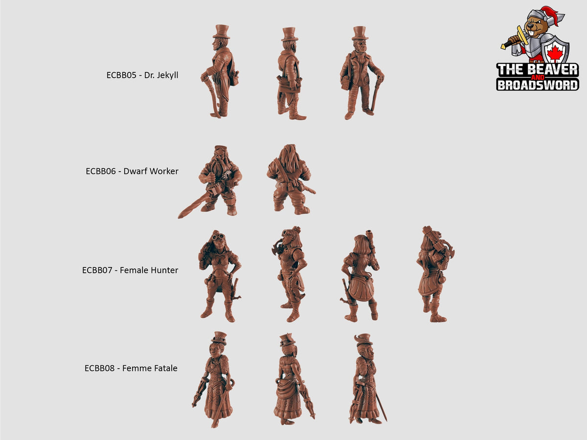 The Clockwork Adventures 23 Mini Set - EC3d | DnD | Steampunk | Automaton | Fighter | Villagers | City | Pathfinder | Human, TTRPG Wargaming-3