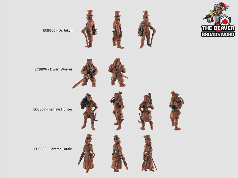The Clockwork Adventures 23 Mini Set - EC3d | DnD | Steampunk | Automaton | Fighter | Villagers | City | Pathfinder | Human, TTRPG Wargaming-3