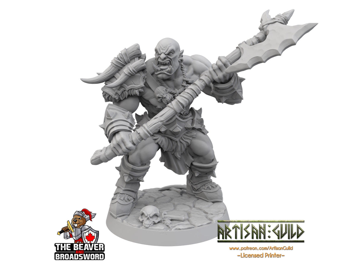 Axe Wielding Orc Barbarian dnd mini - Artisan Guild | Barbarian | Warrior | Fighter | Goblinoid, Pathfinder, TTRPG, Wargaming, Monster