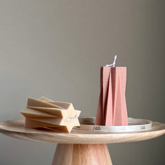 Ribbed Star Soy Pillar Candle: Minimalist Home Decor-1