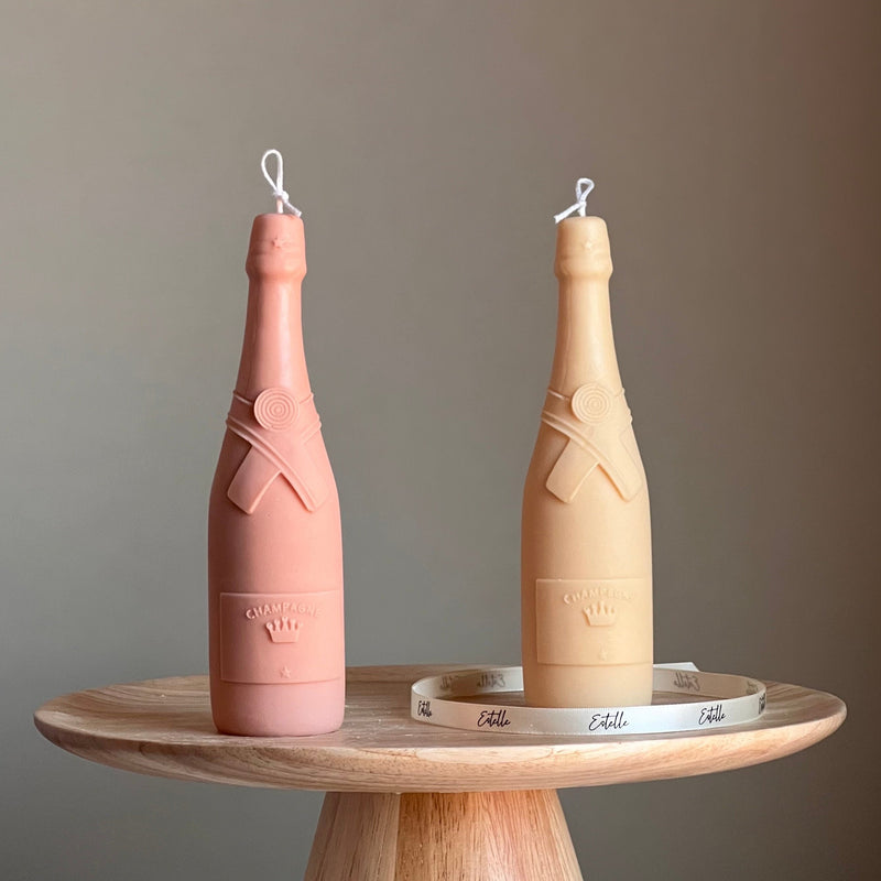 Champagne Bottle Candle: Decorative Soy Pillar Candle-1