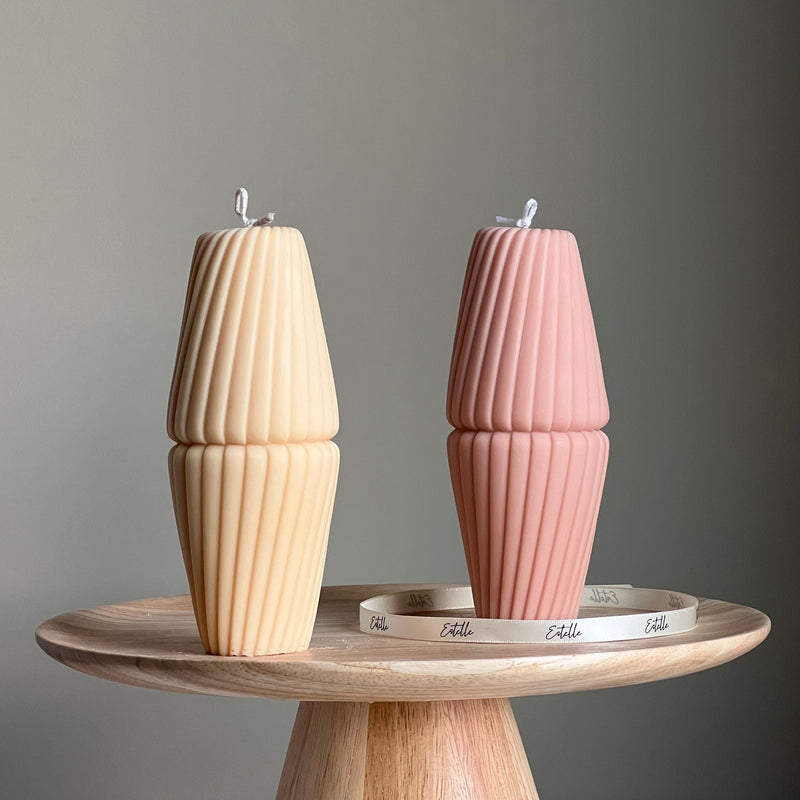 Geometric Soy Pillar Candle: Sculptural Home Decor-1