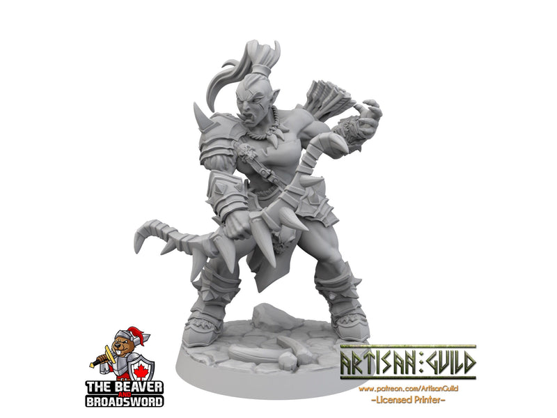 Female Orc Ranger dnd mini - Artisan Guild | Barbarian | Warrior | Fighter | Goblinoid, Pathfinder, TTRPG, Wargaming Monster-1
