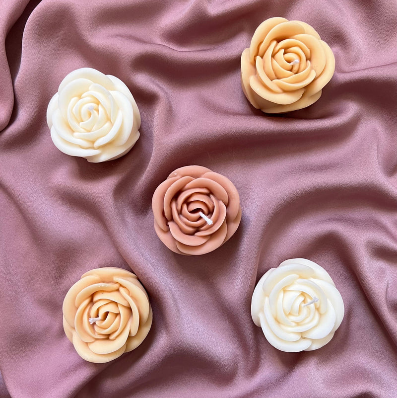 Handmade Rose Soy Candle | Decorative Unscented Pillar Candle-1