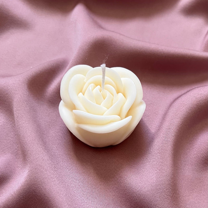 Handmade Rose Soy Candle | Decorative Unscented Pillar Candle-2
