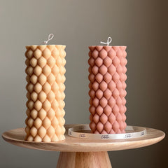 Tall Bubble Soy Pillar Candle | Minimalist Home Decor-1