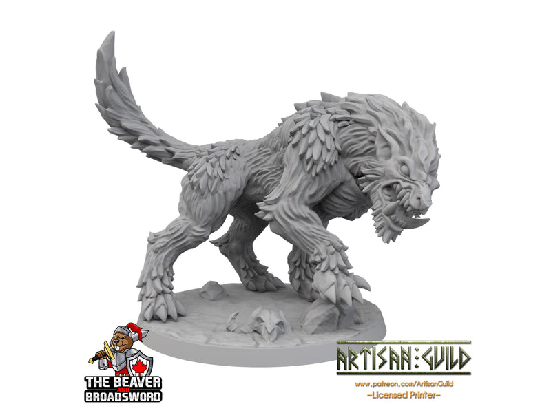 Large Worg dnd mini - Artisan Guild | Wolf | Warg | Beast | Dog | Pathfinder | Companion | TTRPG, Wargaming, Monster | Animal | Huge, Arctic-1