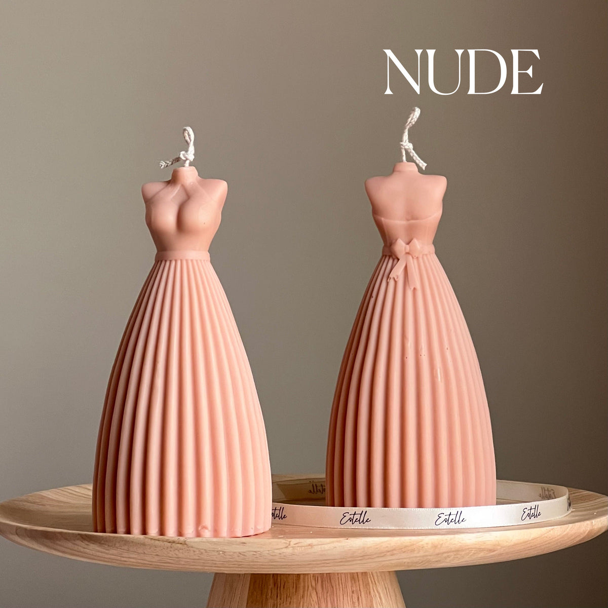 Wedding Dress Candle: Handmade Soy Wax Bridal Decor-2