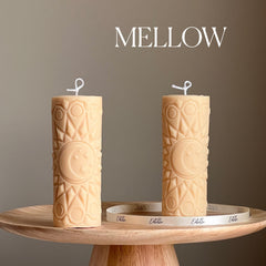 Moon Mandala Pillar Candle | Handmade Soy Wax Decorative Candle-6