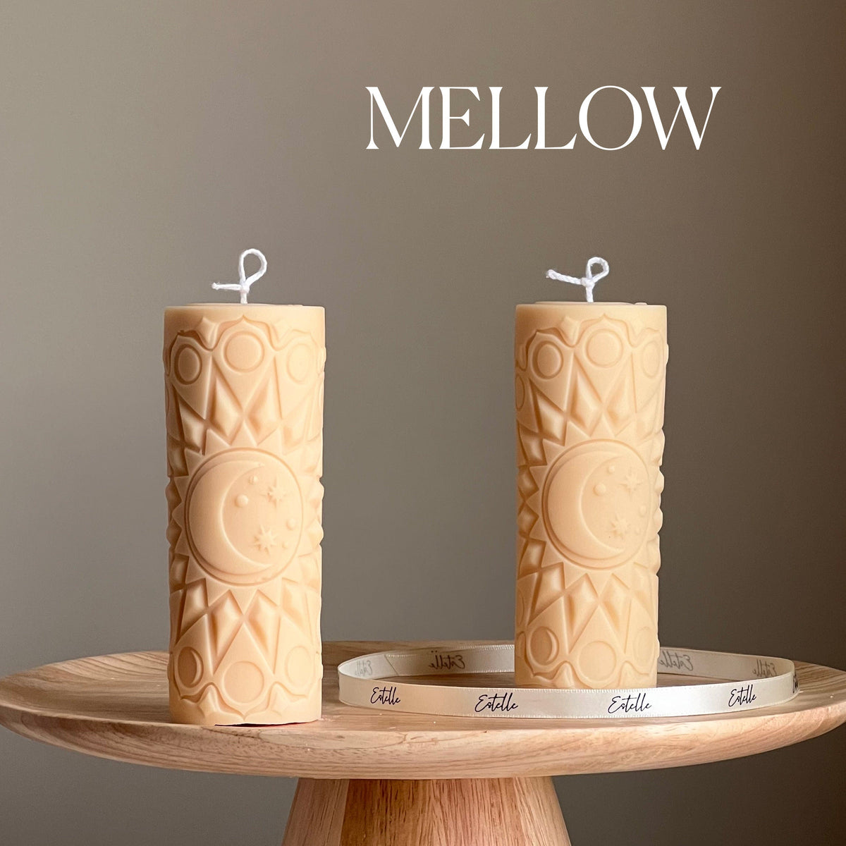 Moon Mandala Pillar Candle | Handmade Soy Wax Decorative Candle-6