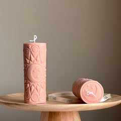 Moon Mandala Pillar Candle | Handmade Soy Wax Decorative Candle-3
