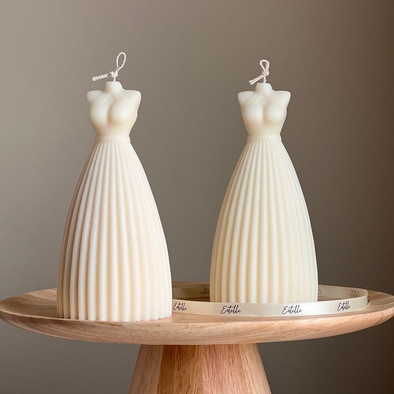 Wedding Dress Candle: Handmade Soy Wax Bridal Decor-1