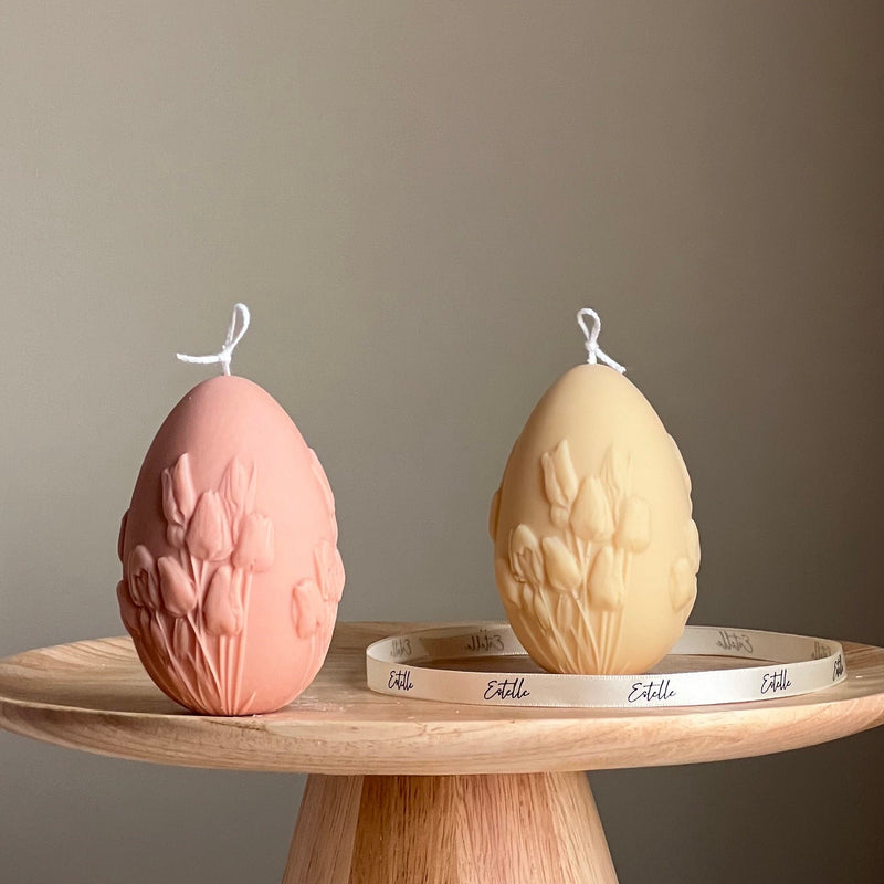 Easter Egg Tulip Soy Candle: Handmade Spring Decor-1