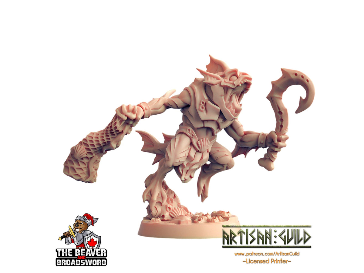 Sahuagin warrior F dnd mini - Artisan Guild | Fish | Fighter | Kuo-toa | Underwater | Pathfinder | Locathah | TTRPG, Wargaming, Monster