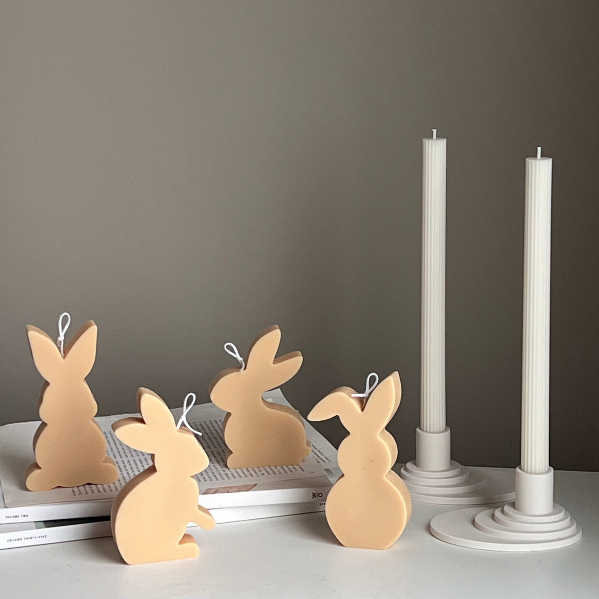 Easter Bunny Soy Candle Set: Pastel Spring Decor-3