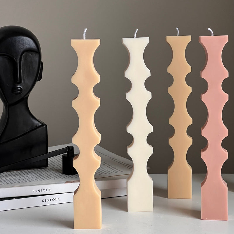 Greko Geometric Soy Wax Candle: Decorative Column Pillar Candle-3