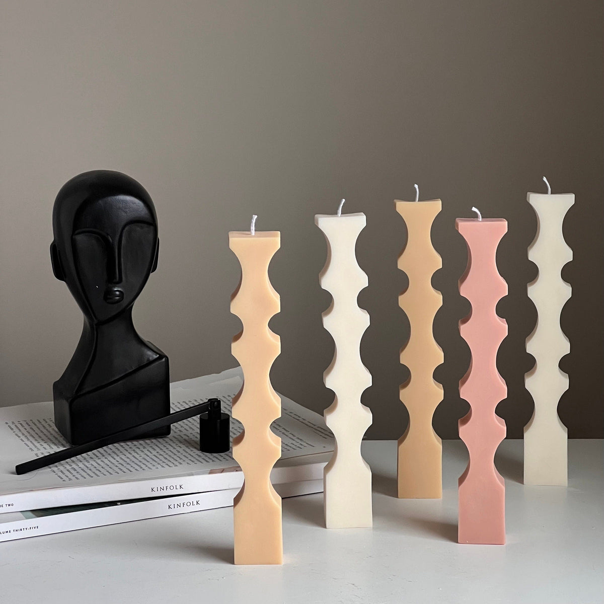 Greko Geometric Soy Wax Candle: Decorative Column Pillar Candle-2