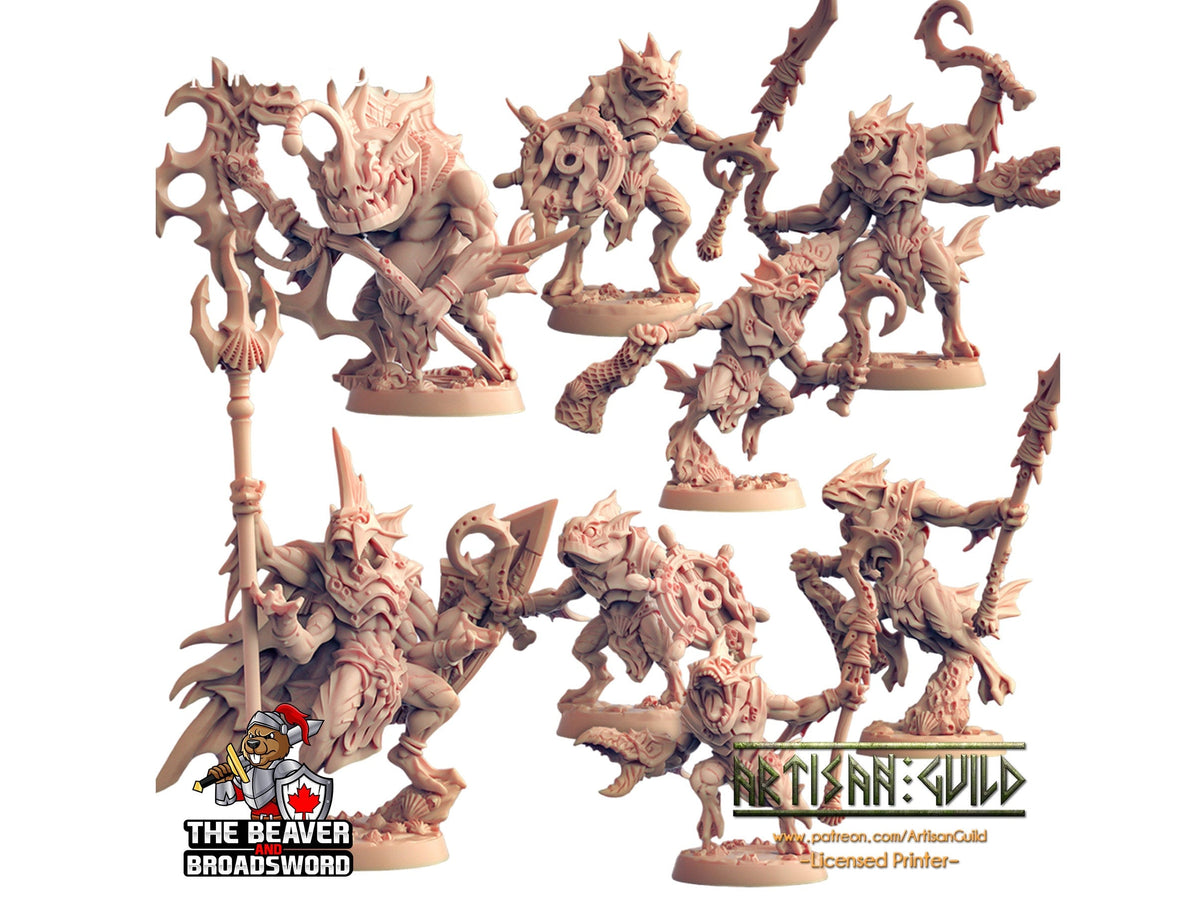 8 Sahuagin warrior mini pack - Artisan Guild | DnD | Fish | Fighter, Paladin, Kuo-toa, Underwater | Pathfinder | Locathah | TTRPG, Sorcerer